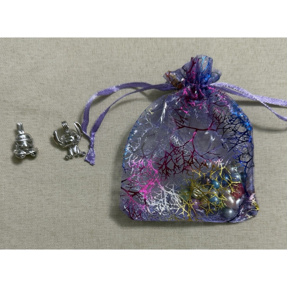 Sterling Silver 925 Stitch Pearl Cage Pendant Charm Lot Disney Star Wars Set